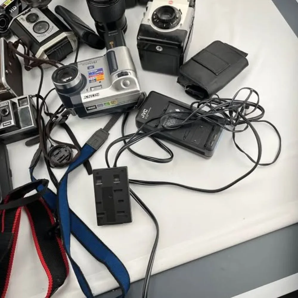 Vintage Camera and Camcorder Lot - Polaroid, Kodak, JVC, Sony UNTESTED